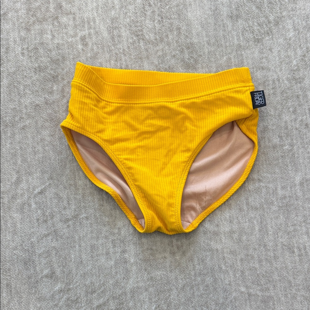 Rylee + Cru Yellow Ribbed Kids Swim Bottoms